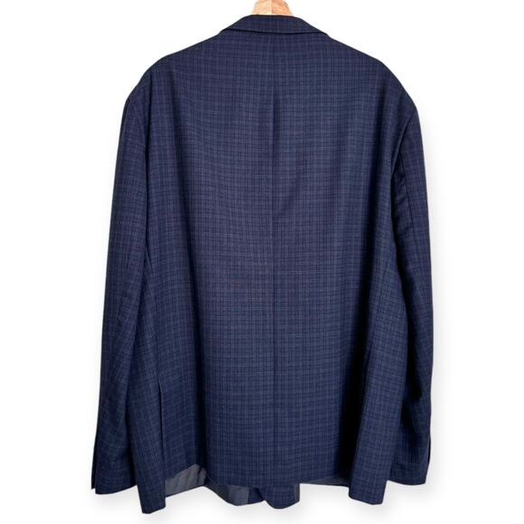 Michael Kors Blue Plaid 100% Wool Two Button Double Vented Blazer Men's Size 54R - Picture 2 of 12